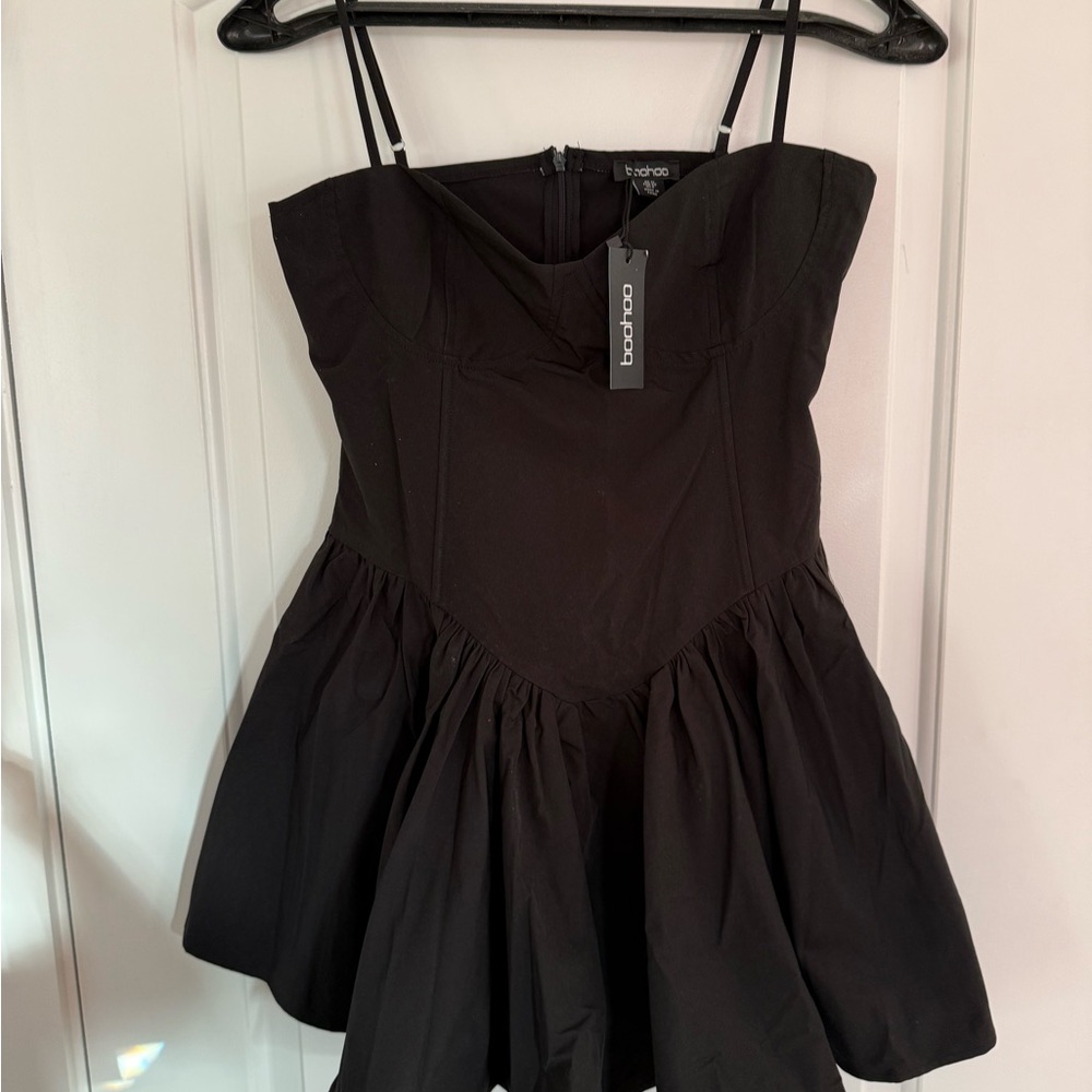 Boohoo Black Mini Dress with Spaghetti Straps